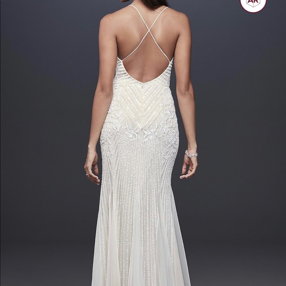 Bridal Beaded Sheath V-Neck Dress - size 10 - NWT
